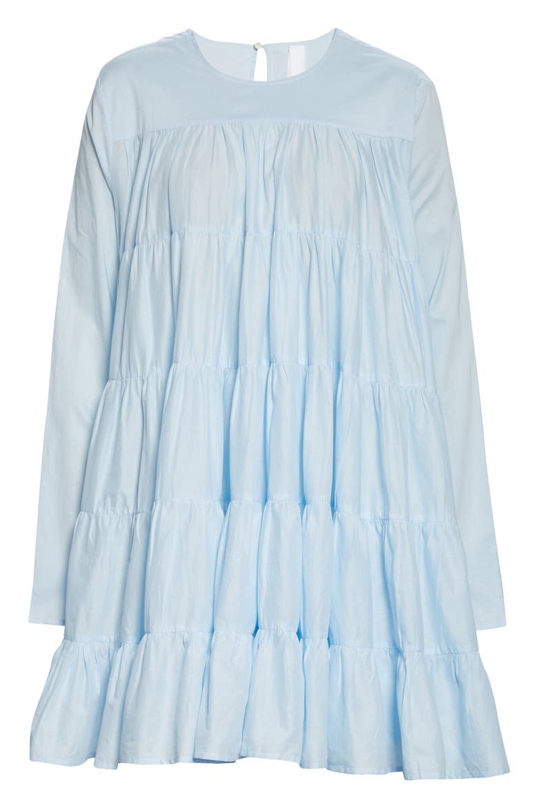 Soliman Tiered Long Sleeve Babydoll Dress, Alternate, color, LIGHT BLUE