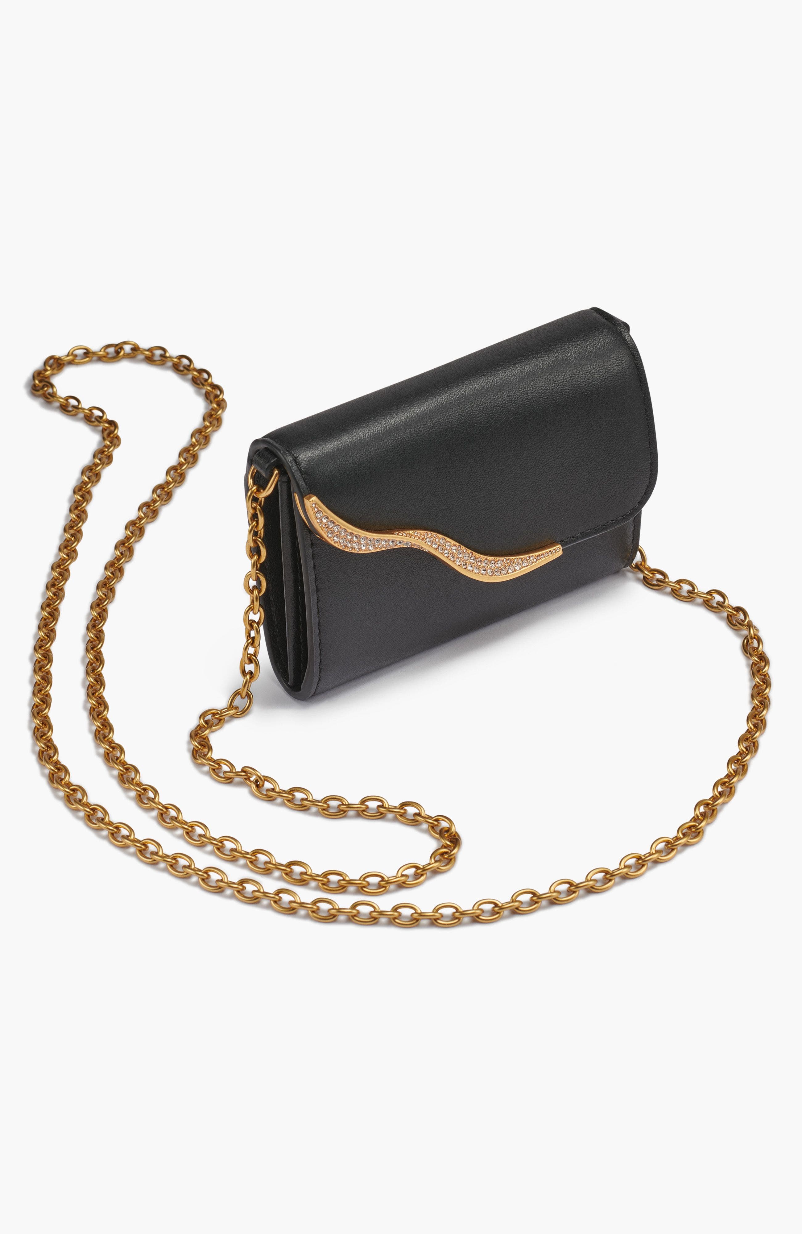 Donna Karan New York Malverne Pave Wallet On String, Main, color, Black/Gold