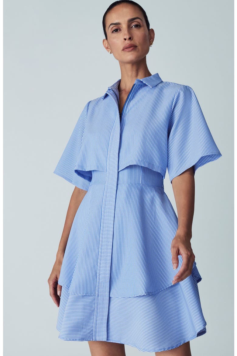 Hugh Layered Dress, Alternate, color, Blue Stripe