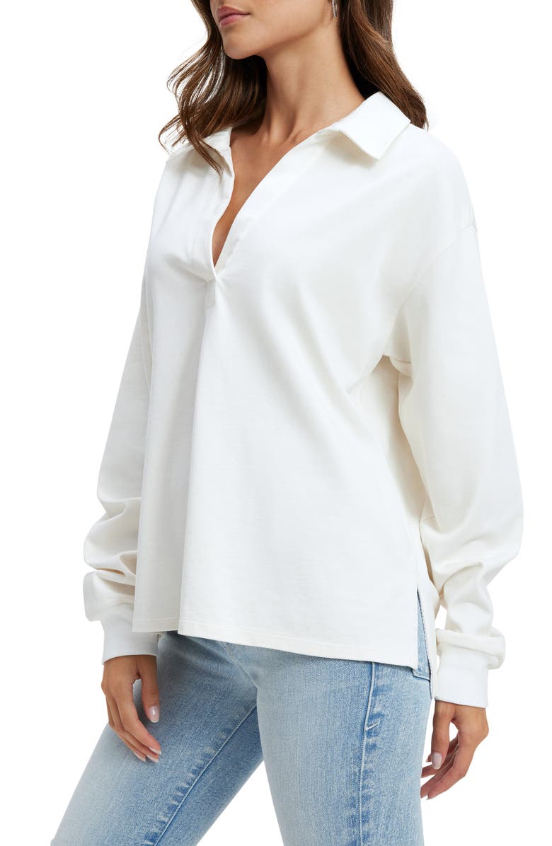 Good American Rugby Long Sleeve Polo Shirt, Alternate, color,