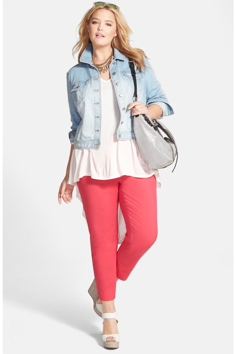 V-Neck High/Low Jersey Tunic, Alternate, color, WHITE