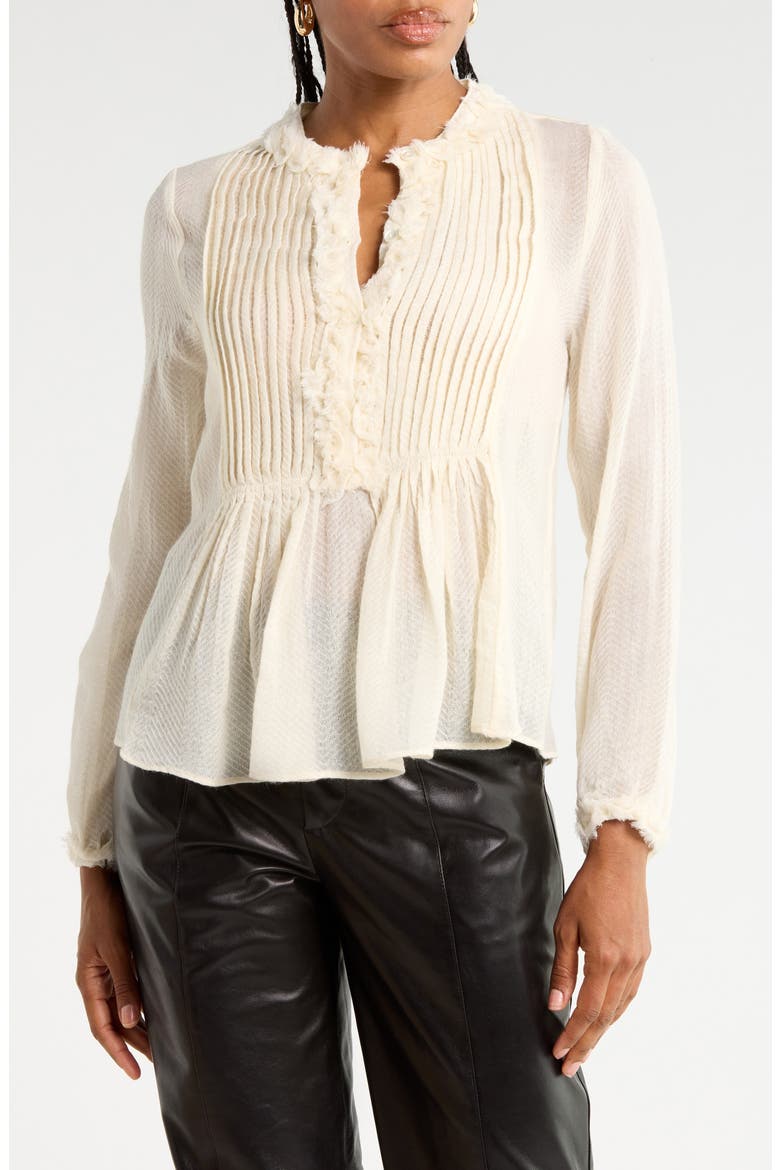 Adriel Ruffle Wool Tunic Top, Main, color, COWRIE