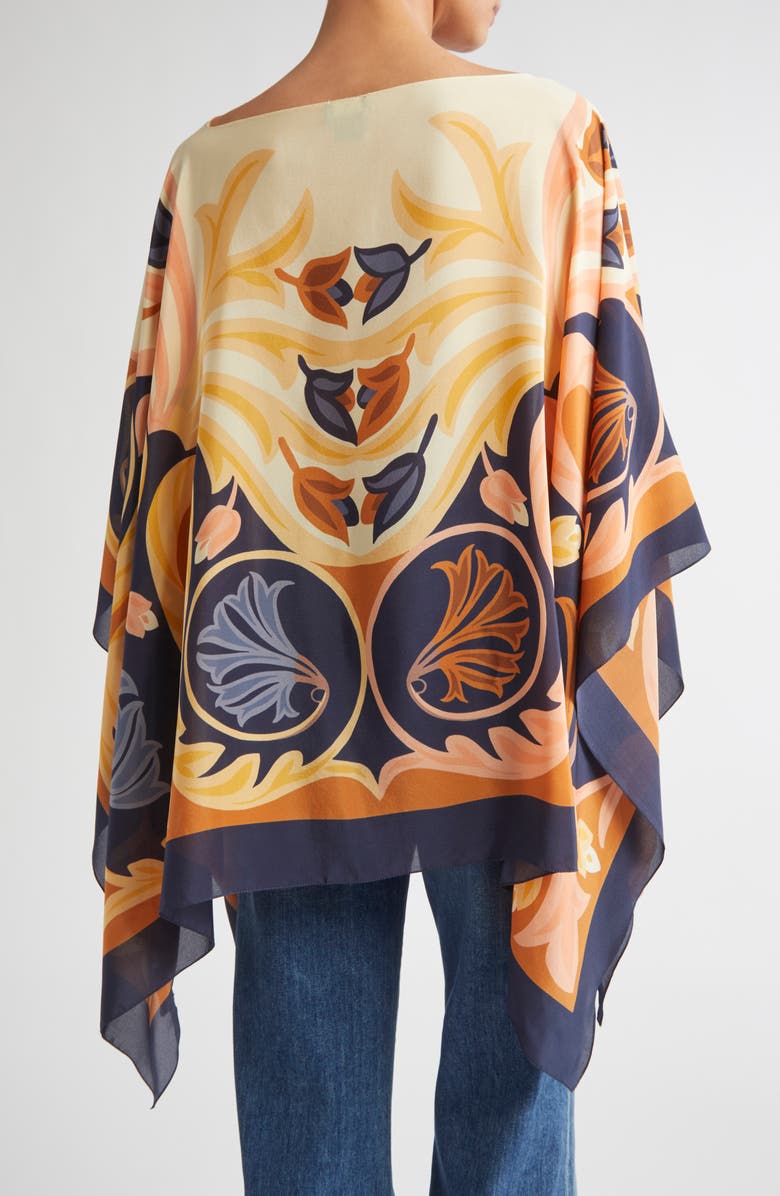 Etro Paisley Silk Poncho, Alternate, color, Beige