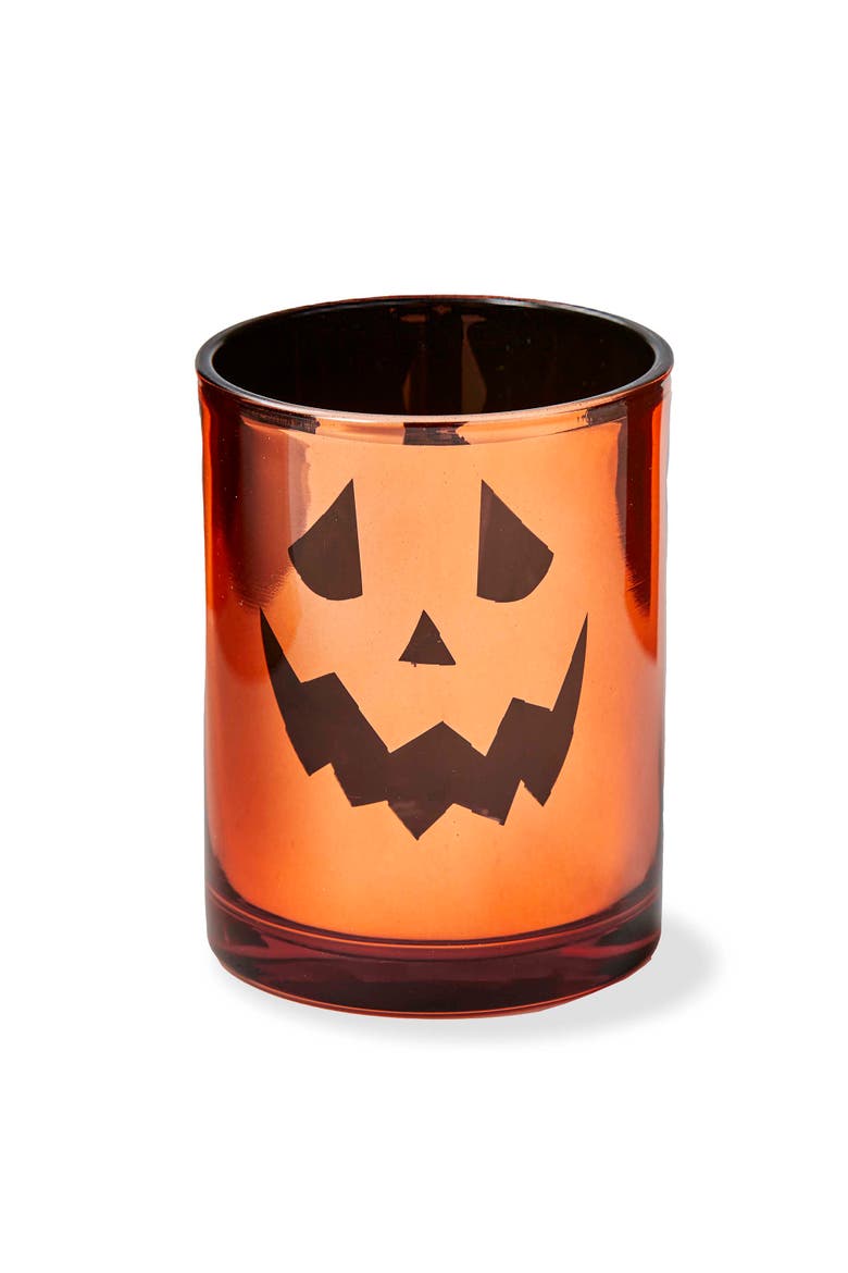 Jack O'Lantern Mercury Tealight Holder Halloween Decor, Main, color, Orange