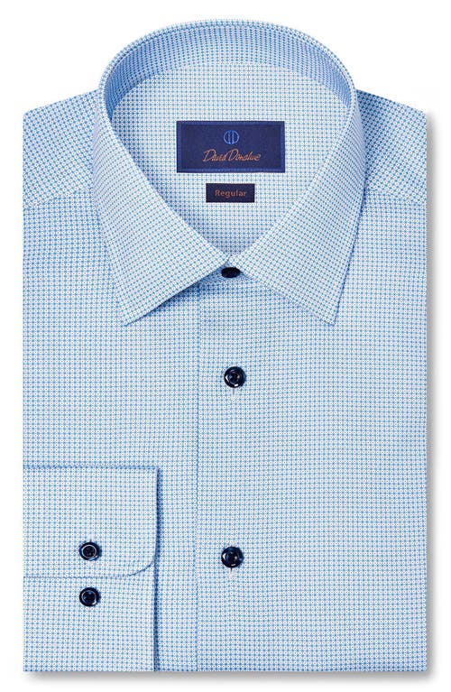 David Donahue Regular Fit Microprint Cotton Dress Shirt In Blue