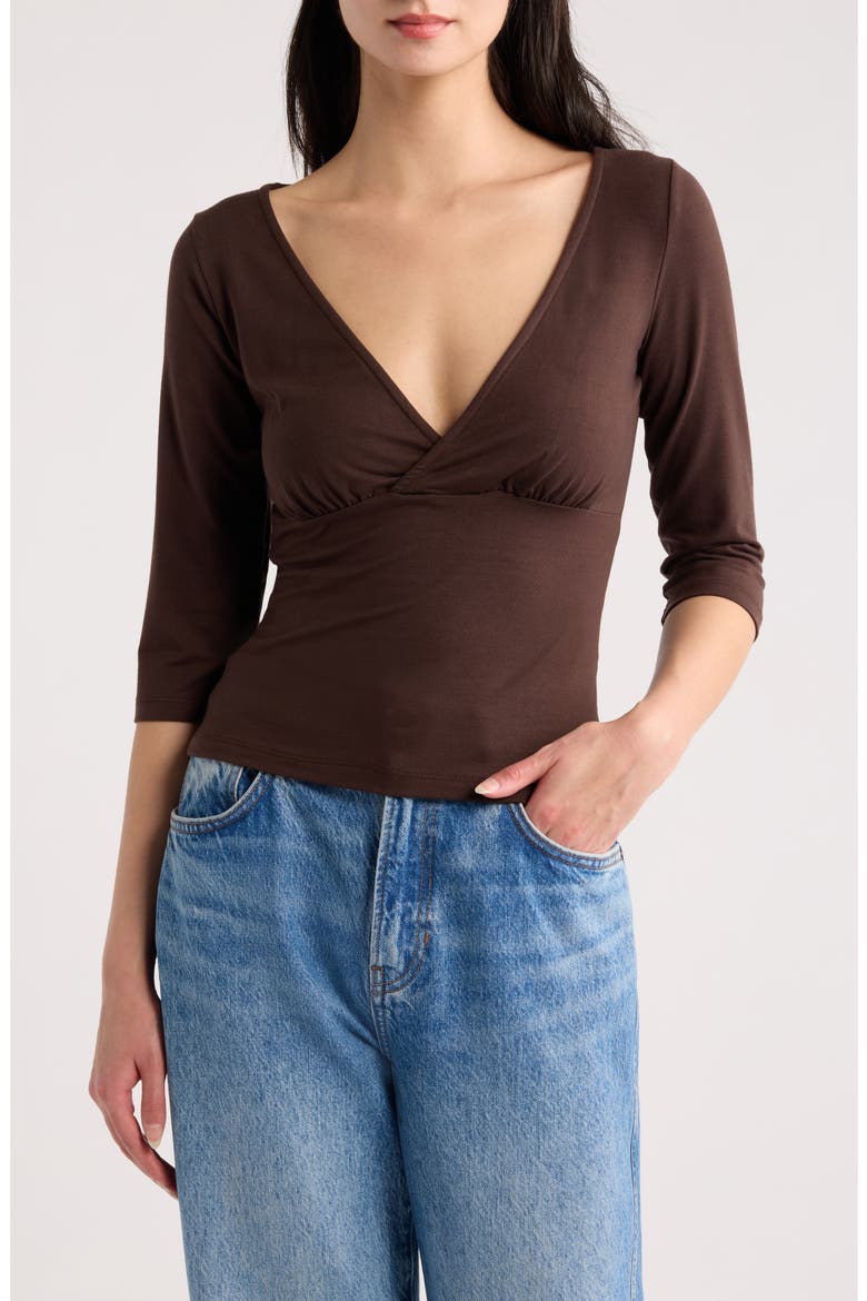 Aylani Surplice Neck Knit Top, Main, color, MOLE