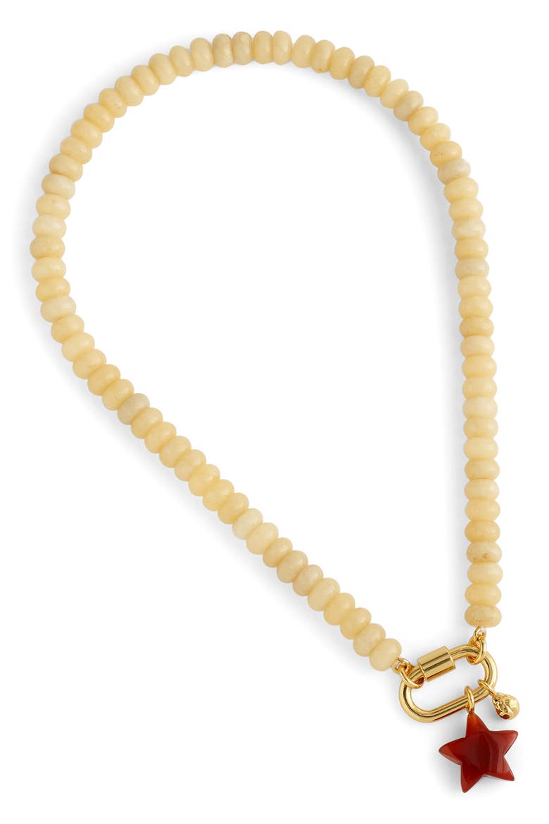 Beaded Star Carabiner Necklace, Main, color, PALE MARZIPAN