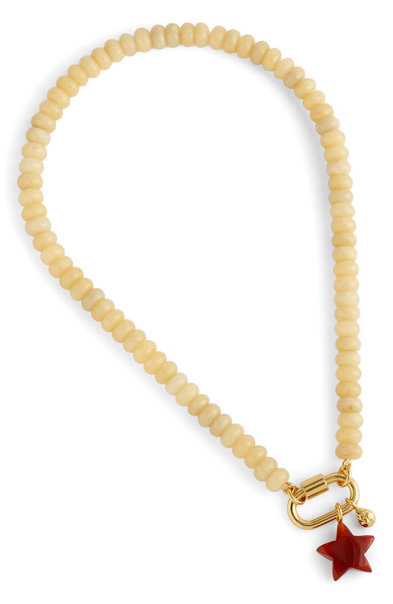 Madewell Beaded Star Carabiner Necklace, Main, color, Pale Marzipan