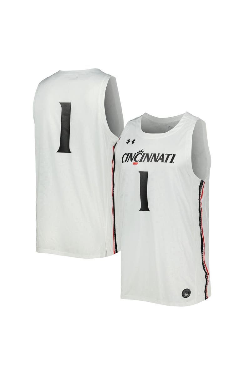 Under Armour Men's Under Armour #1 White Cincinnati Bearcats Team Replica Basketball Jersey, Main, color, White