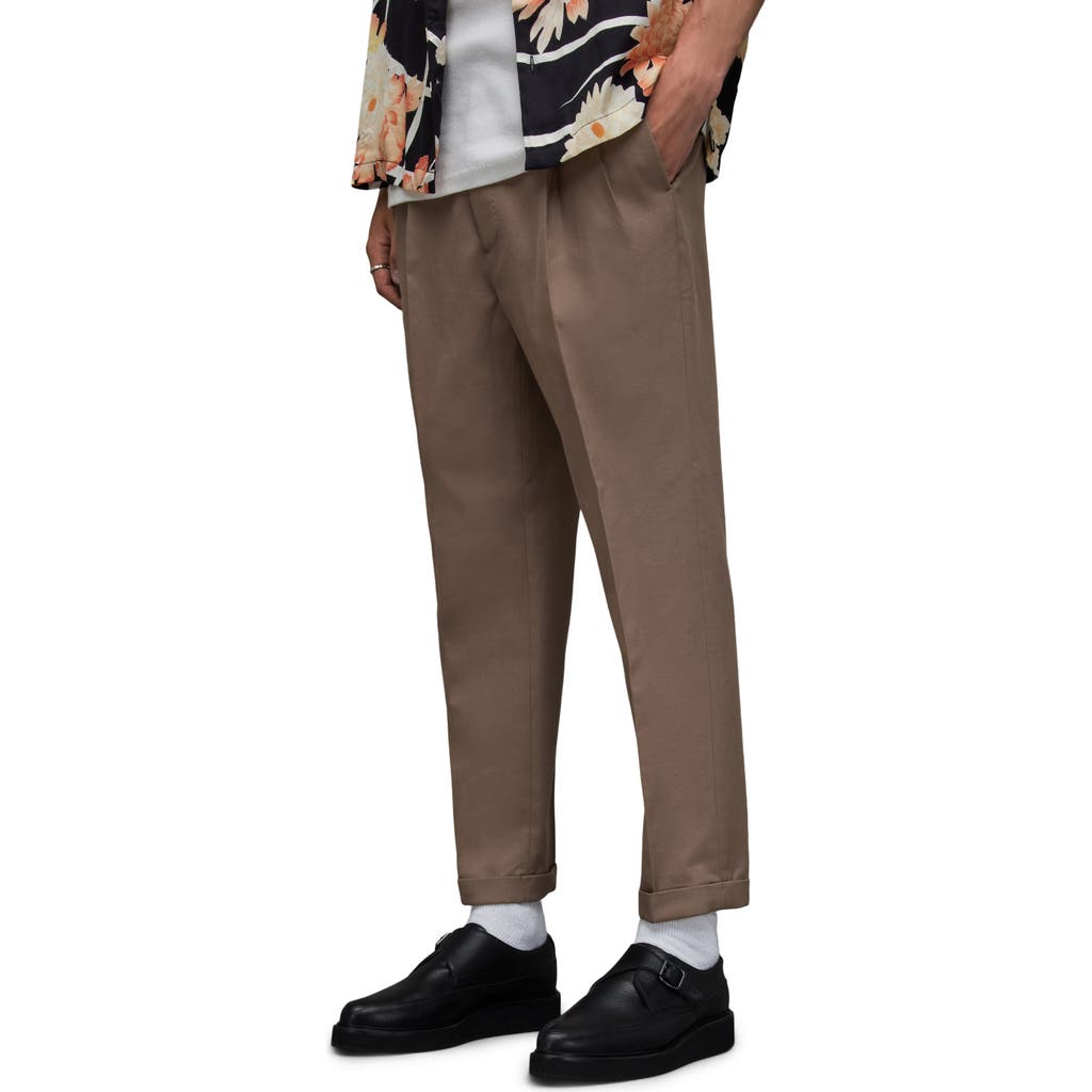 Allsaints Tallis Slim Fit Trousers In Moorland Brown