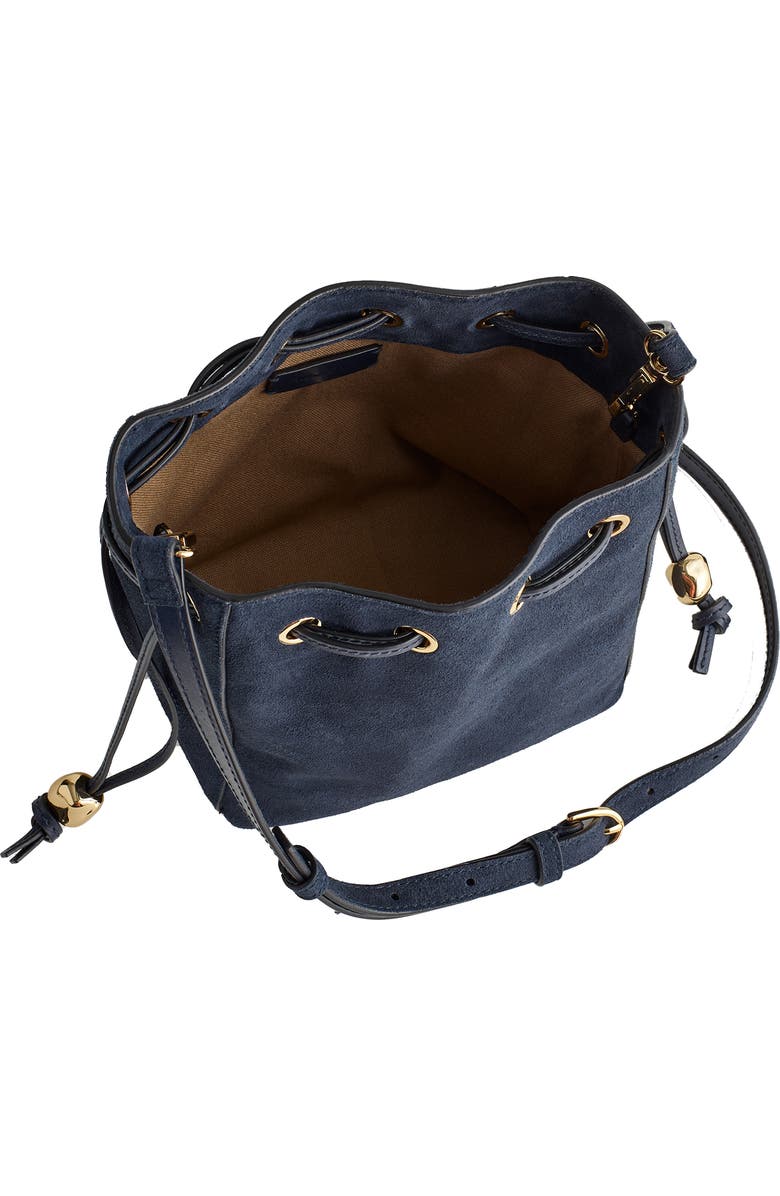 Madewell Suede Bucket Crossbody Bag, Alternate, color, Deep Indigo