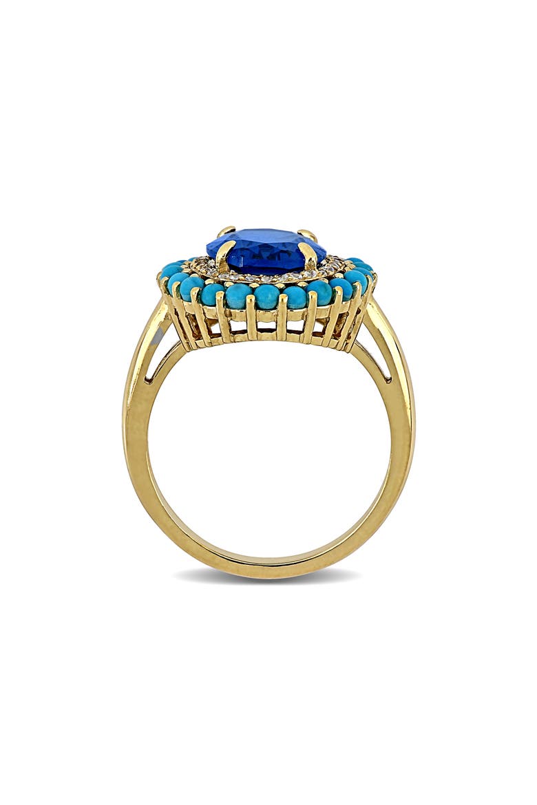 Lab Created Blue Spinel Turquoise Ring, Alternate, color, BLUE
