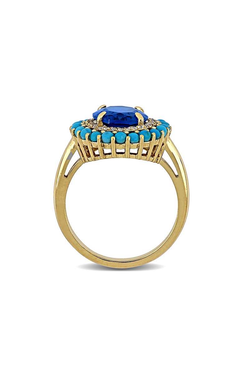 DELMAR Lab Created Blue Spinel Turquoise Ring, Alternate, color, Blue