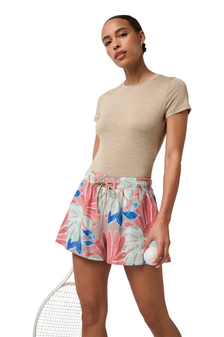 Breeze Blend Print Drawstring Shorts, Alternate, color, SOFT TAUPE MULTI