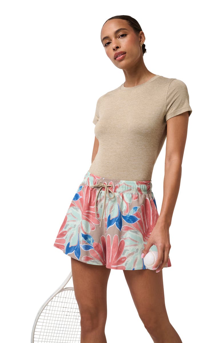 TravisMathew Breeze Blend Print Drawstring Shorts, Alternate, color, Soft Taupe Multi