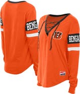 New Era Women's New Era Orange Cincinnati Bengals Throwback Lace-Up Long-Sleeve T-Shirt
