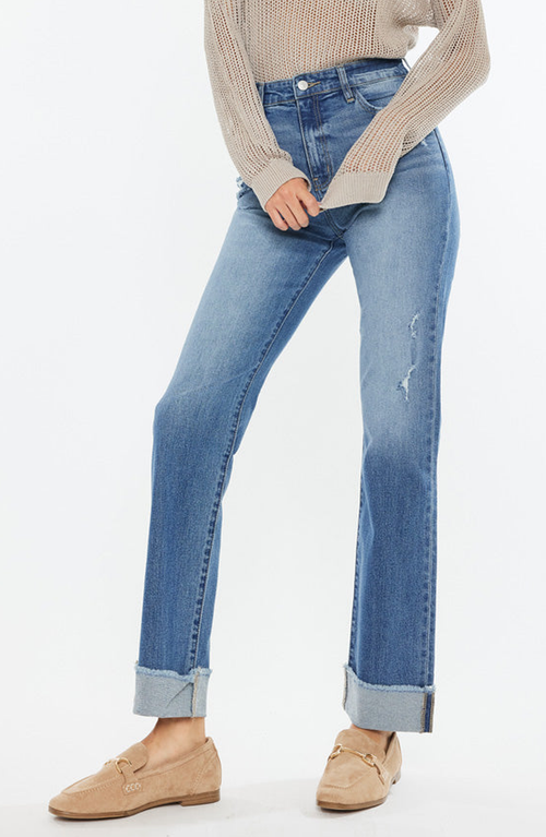 Kancan Trini High Rise Straight Jeans In Medium Wash