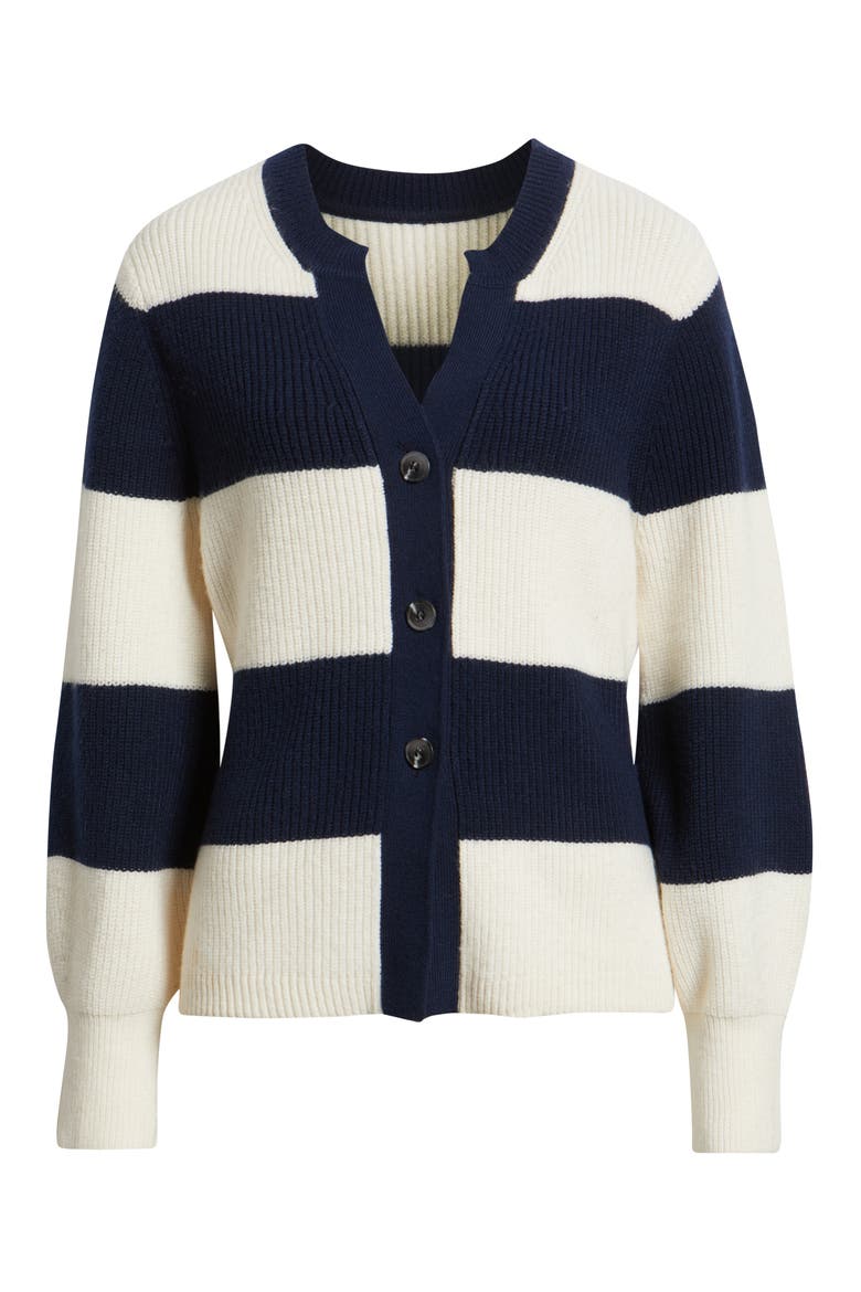 Lottie Rugby Stripe Cardigan, Alternate, color, DARK BLUE MULTI