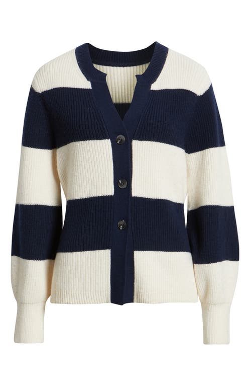 525 Lottie Rugby Stripe Cardigan In Blue