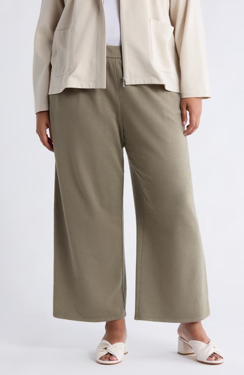 Garment Dyed Organic Cotton Terry Wide Leg Pants (Plus)