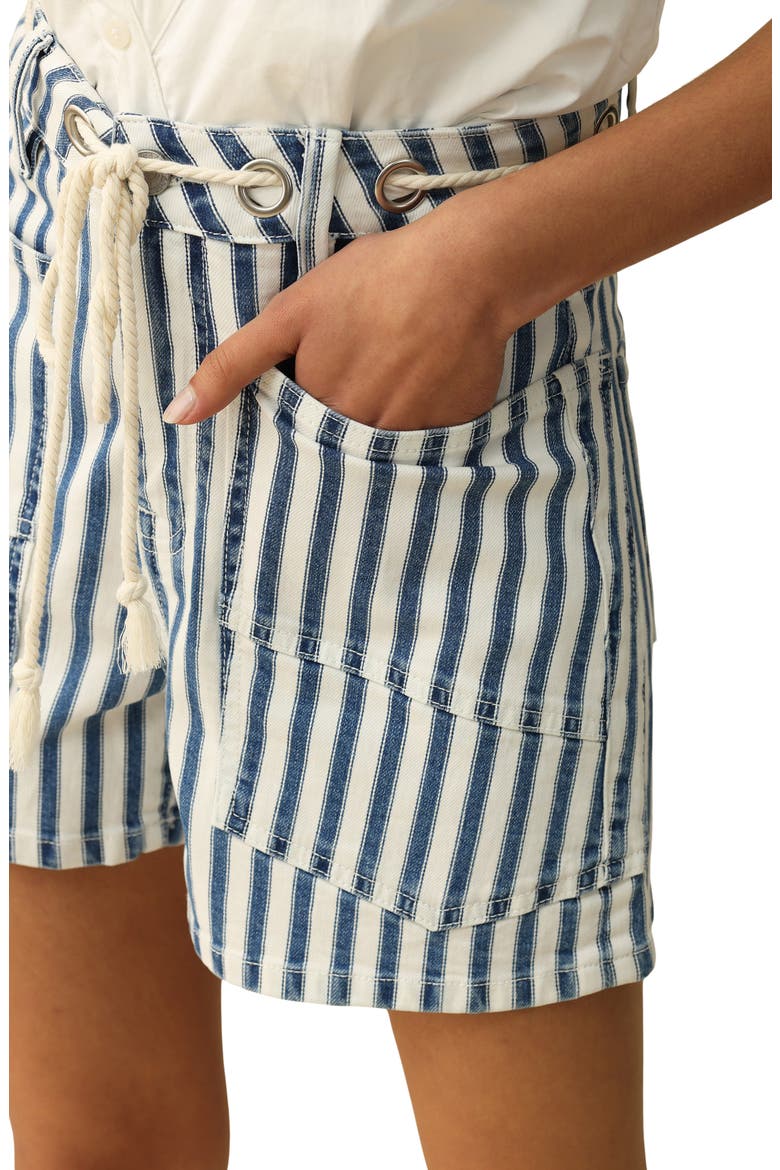 Tamsin Drawstring Denim Shorts, Alternate, color, WHITE AND BLUE