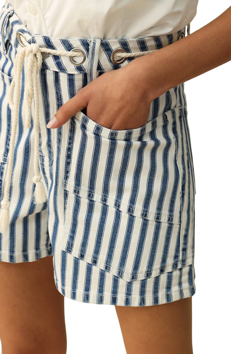 Bayeas Tamsin Drawstring Denim Shorts, Alternate, color, White And Blue