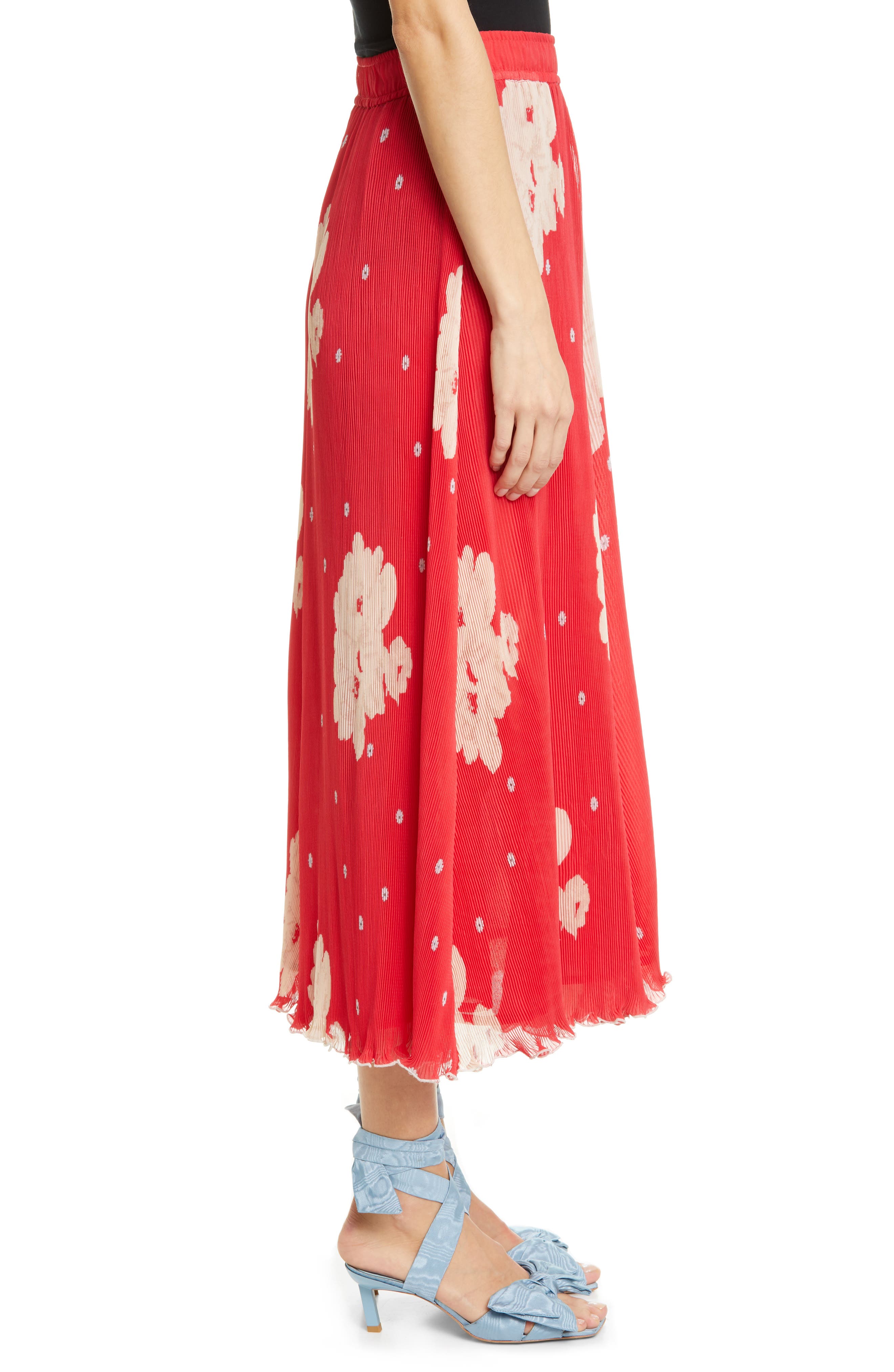 Ganni Floral Plissé Pleated Georgette Skirt (Women) | Nordstrom