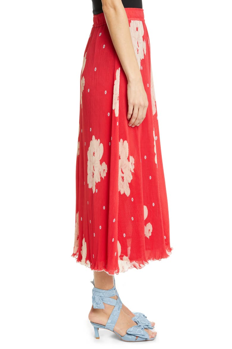 Floral Plissé Pleated Georgette Skirt, Alternate, color, LOLLIPOP