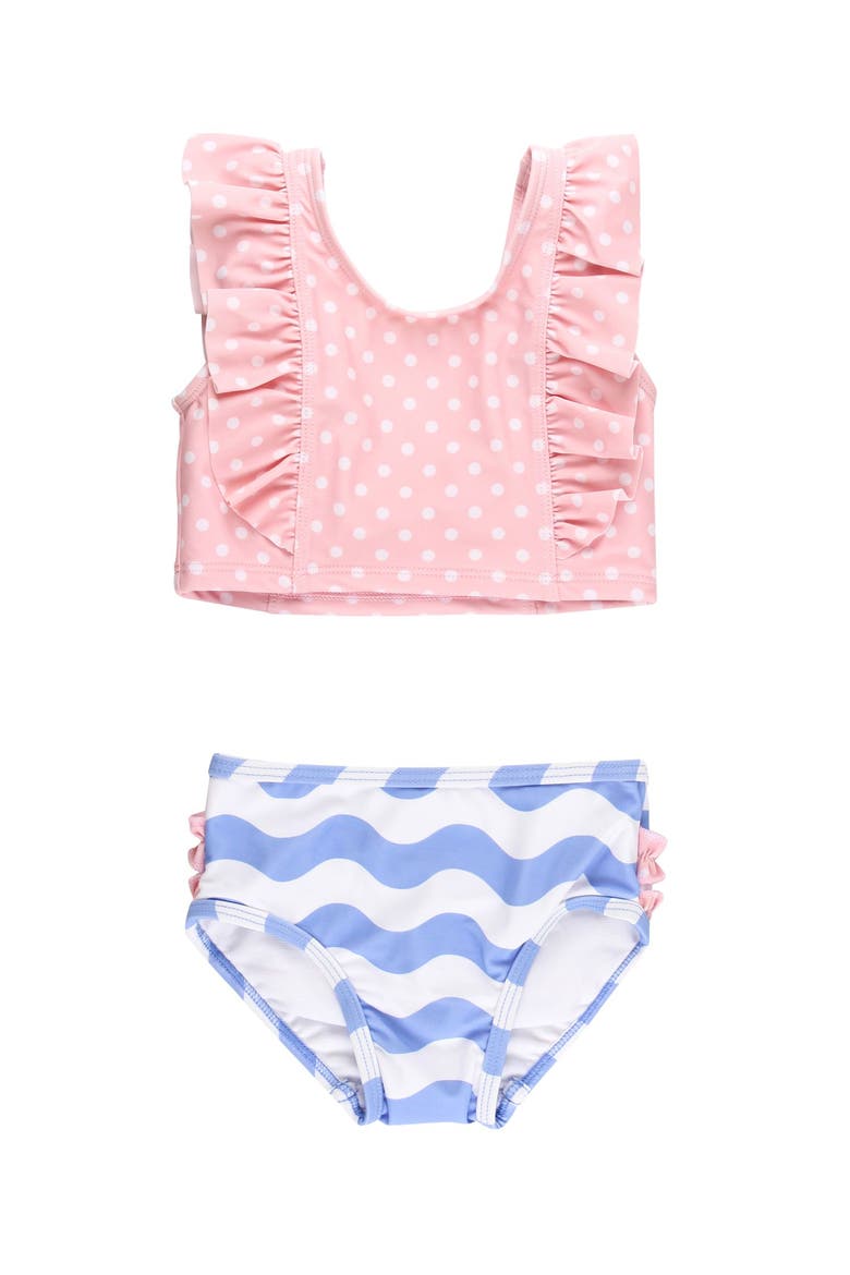 UPF50 Waterfall Tankini, Main, color, Periwinkle Blue Wavy Stripe