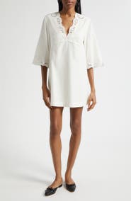 POSSE Darya Broderie Trim Kaftan Minidress