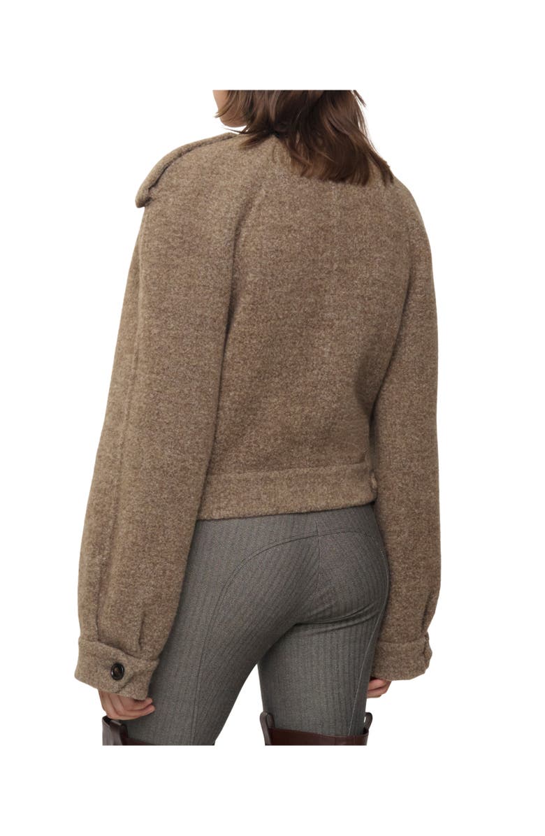 Burberry Detachable Scarf Wool Blend Jacket, Alternate, color, Biscuit Beige