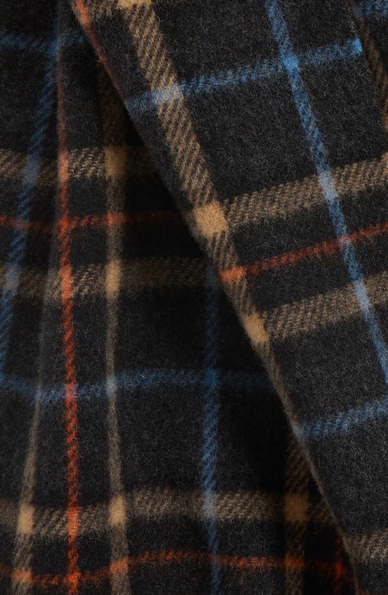 Ganni Check Double Face Wool Scarf, Alternate, color, Charcoal Grey