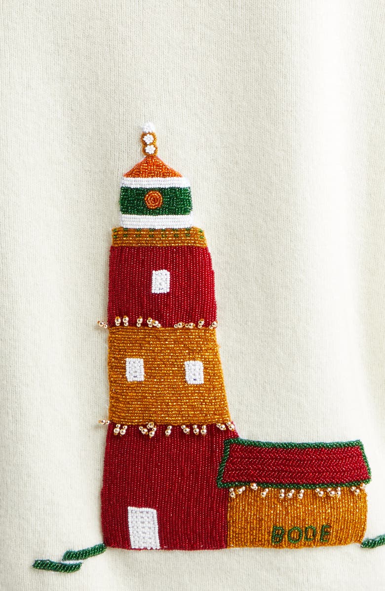 Bode Chatham Beaded Merino Wool & Cashmere Rib Cardigan, Alternate, color,