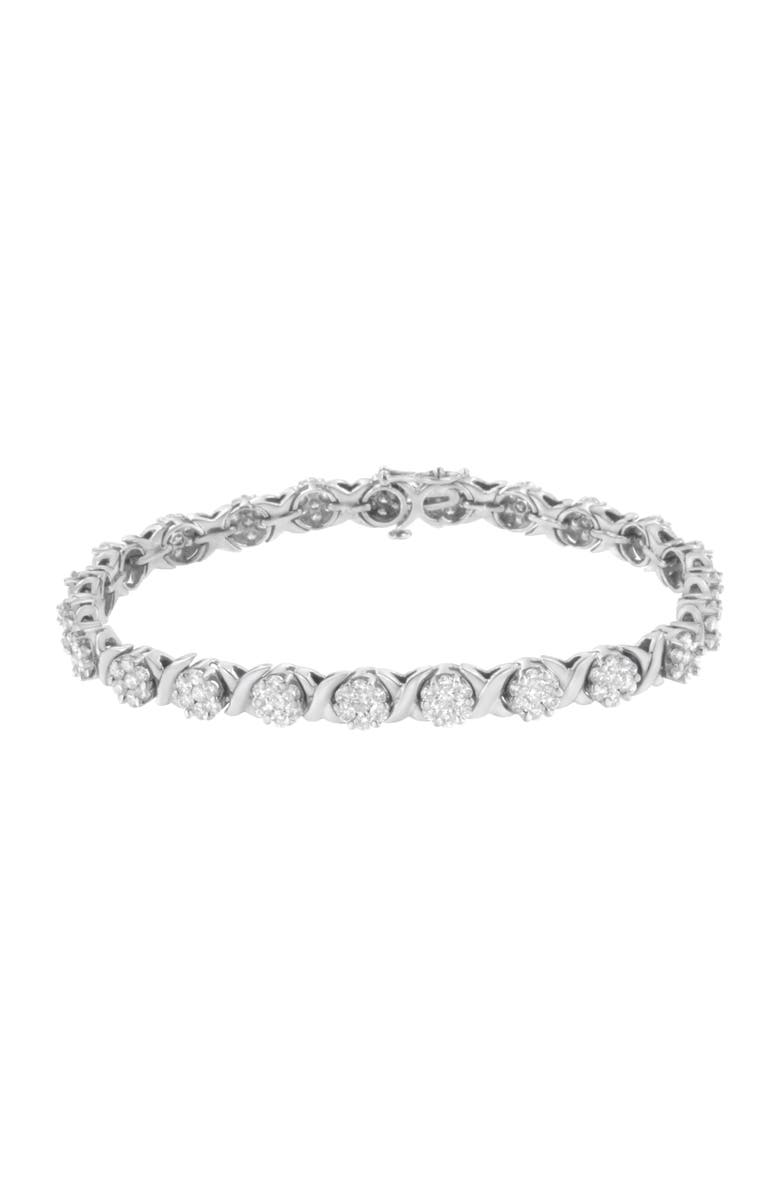 Haus of Brilliance 14K White Gold 4 7/8 Cttw Round Diamond Cluster Tennis Bracelet, Alternate, color, White