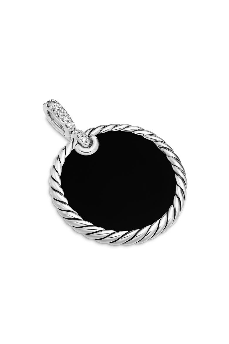 Elements Reversible Disc Pendant with Pavé Diamonds, Alternate, color, BLACK ONYX / SILVER