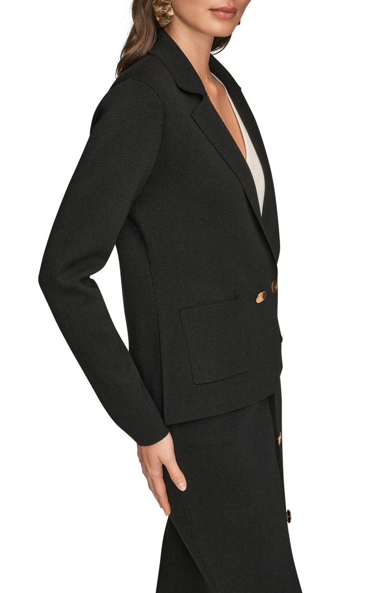 Donna Karan New York Double Breasted Sweater Blazer, Alternate, color, Black