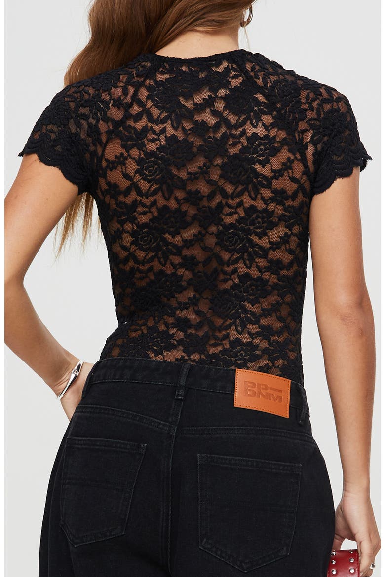 Giallo Cutout Lace Bodysuit, Alternate, color, BLACK