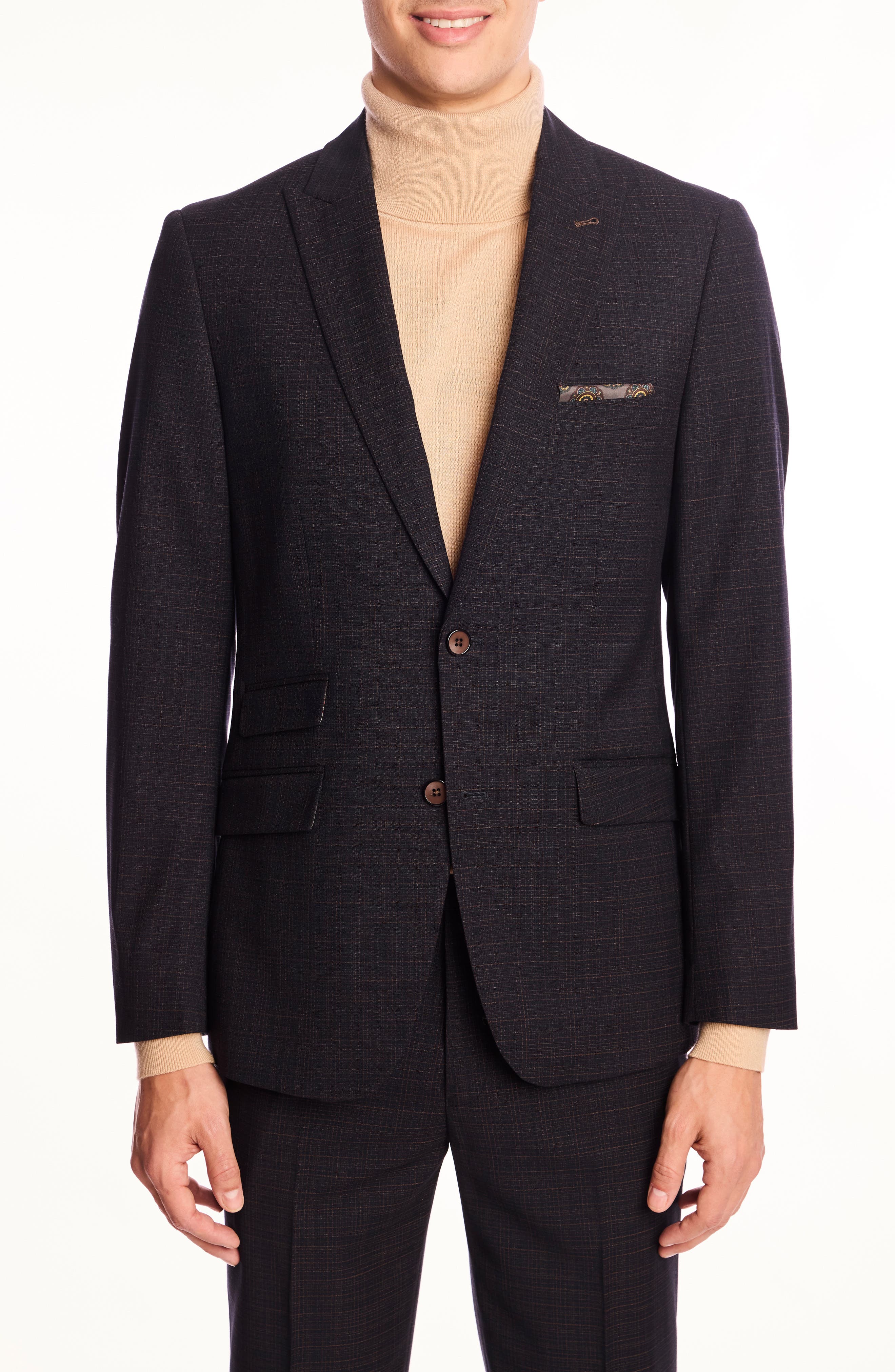 PAISLEY & GRAY Ashton Slim Fit Brown Plaid Blazer