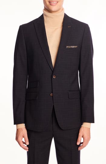 Paisley & Gray Ashton Slim Fit Brown Plaid Blazer In Black