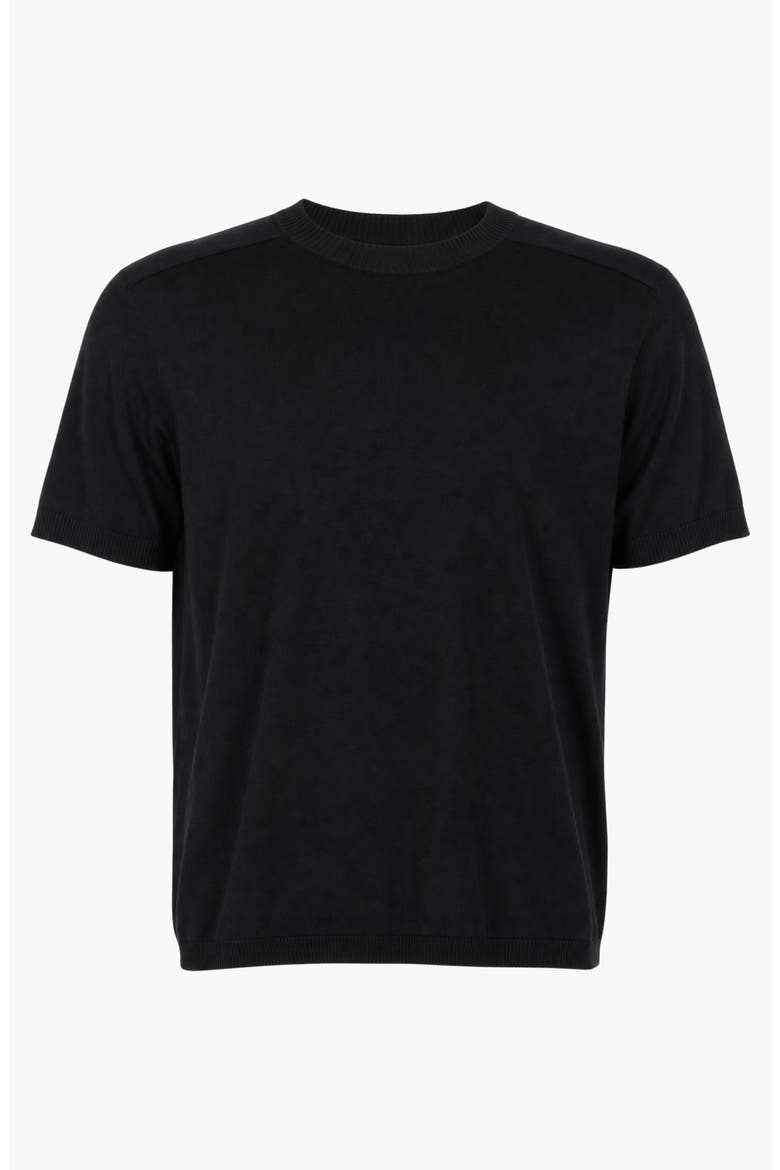 Short Sleeve Knit Crewneck Sweater Tee, Alternate, color, Black