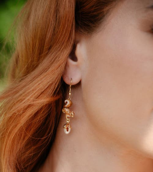 Bill Skinner Studio Squirrel & Acorn Drop Earrings In Gold