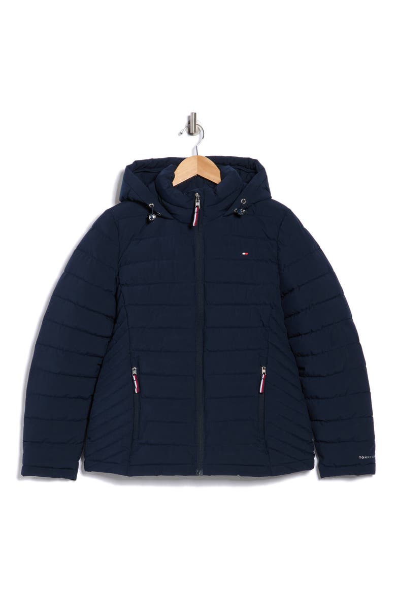 Stretch Water Resistant Quilted Jacket, Alternate, color, NAVY