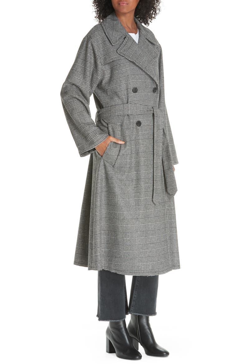 Topher Plaid Wool Blend Coat, Alternate, color, BLACK/ WHITE