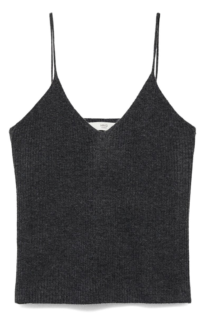 MANGO Rib Sweater Tank, Alternate, color, Charcoal