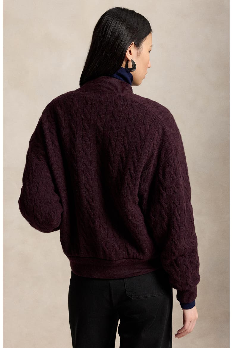 Cable Wool & Cashmere Jacket, Alternate, color, DAMSON MELANGE