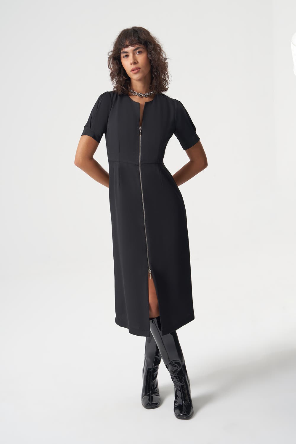 Woven Zipper Dress