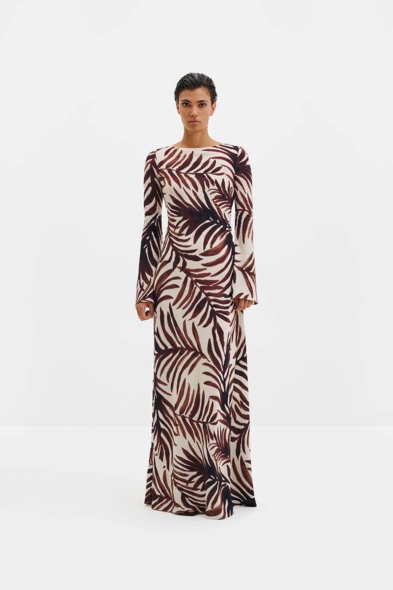 Jennelie Open Back Chiffon Maxi Dress, Main, color, Burnt Leaf