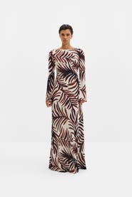 Malina Jennelie Open Back Chiffon Maxi Dress