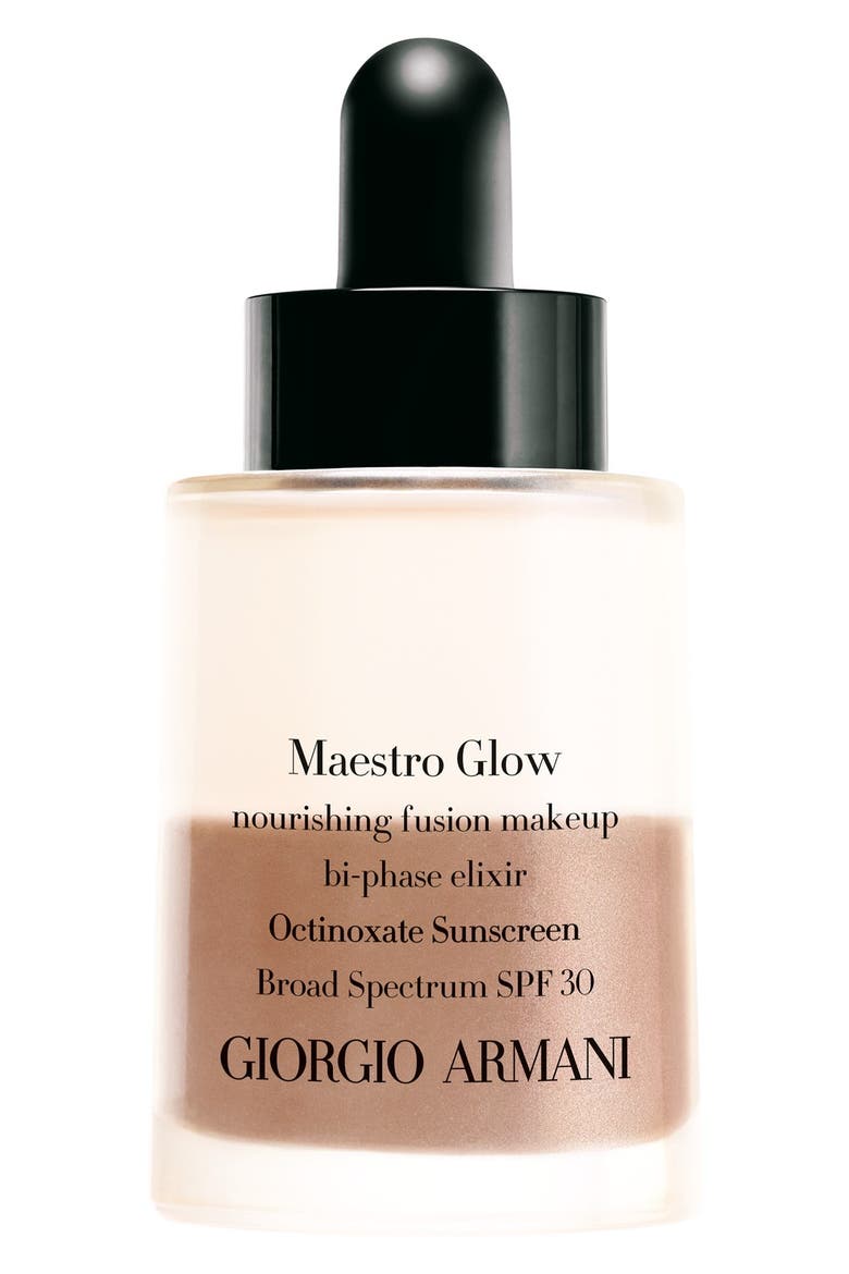 Giorgio Armani 'Maestro Glow' Nourishing Fusion Foundation Bi-Phase Elixir Broad Spectrum SPF 30, Main, color, 08