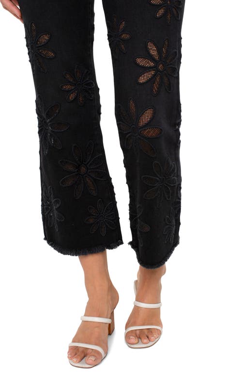 Shop Liverpool Los Angeles Hannah Floral Frayed Crop Flare Jeans In Black Daisy